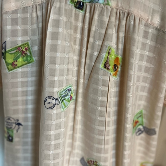 Jane + Delancey postage stamp pale pink short sleeve blouse medium - Picture 5 of 9